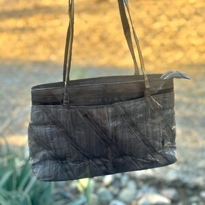 VINTAGE | Genuine EEL Skin Purse Grey Shoulder Bag Purse